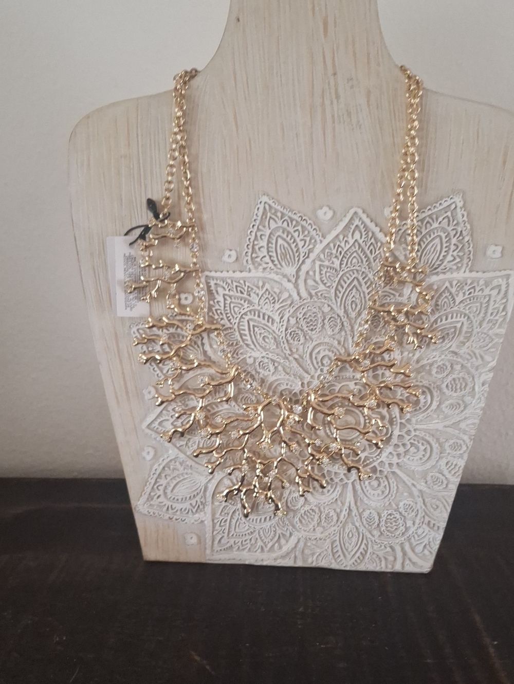White House Black Market Gold Branch Bib Necklace